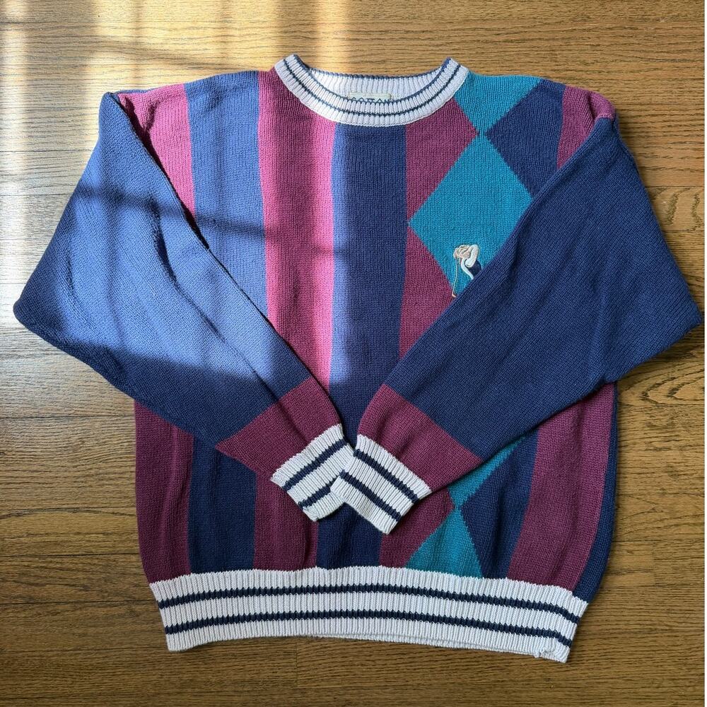 Vtg Cotton Traders Golf Pullover Crewneck Sweater Size Large